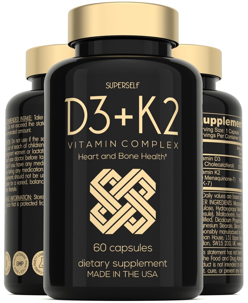 维生素D3 K2 卡普勒斯 - 维生素D35000 IU和维生素K MK7 100mcg - 60 Capsules - 美国制作的蔬菜维生素D补充剂 - 骨骼,肌肉,牙齿,免疫系统高强度VIT D