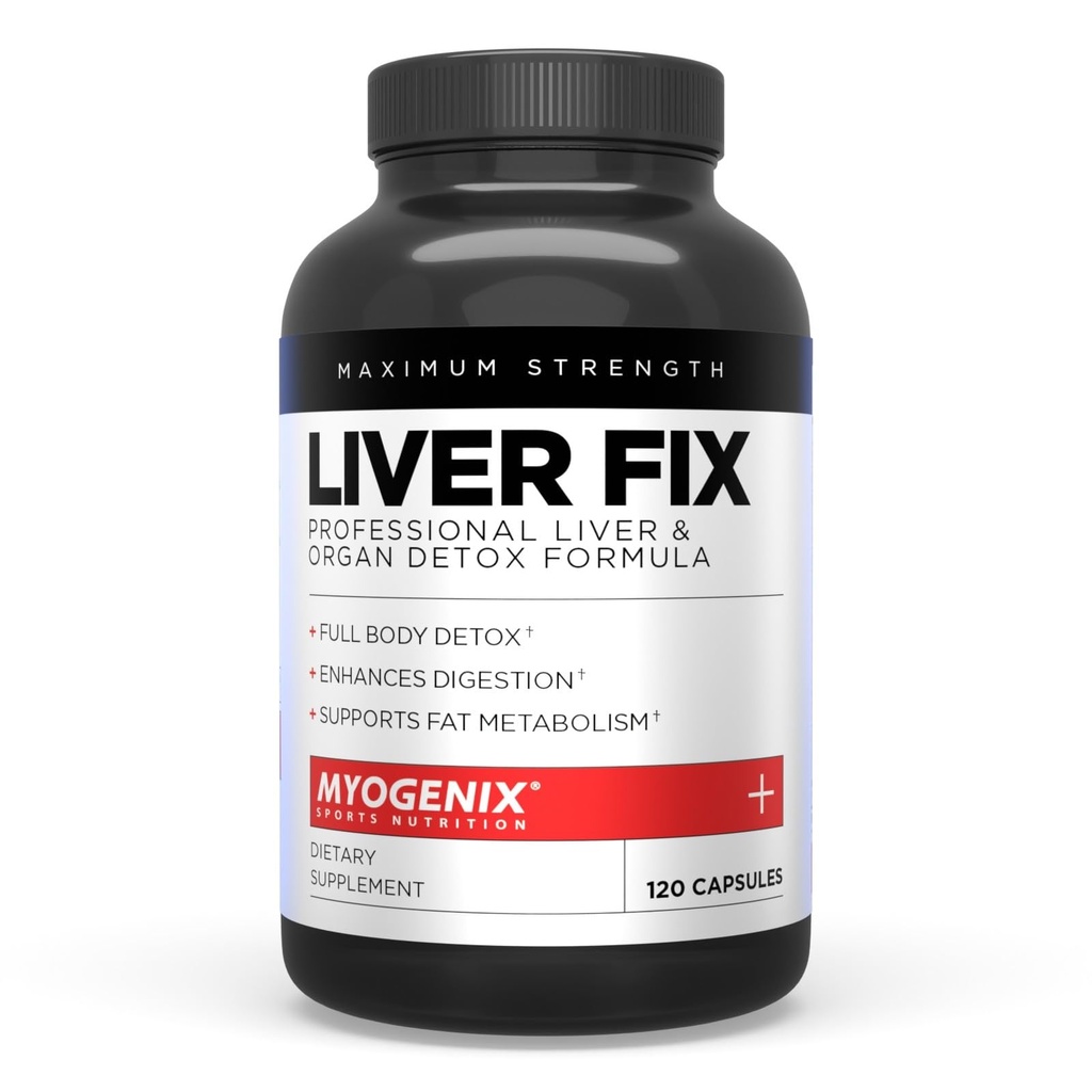 Myogenix Liver Fix – 职业肝脏和器官解毒公式 – 增强文摘 – 支持脂肪代谢 – 易向吞 - 饮食补充(120 Capsules)