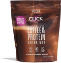 点击咖啡蛋白质、蛋白质和真咖啡全程、食品替代营养饮料、Mocha Flavor、23种基本维生素、双镜头Espresso咖啡、热或冷,15.8-Ounce