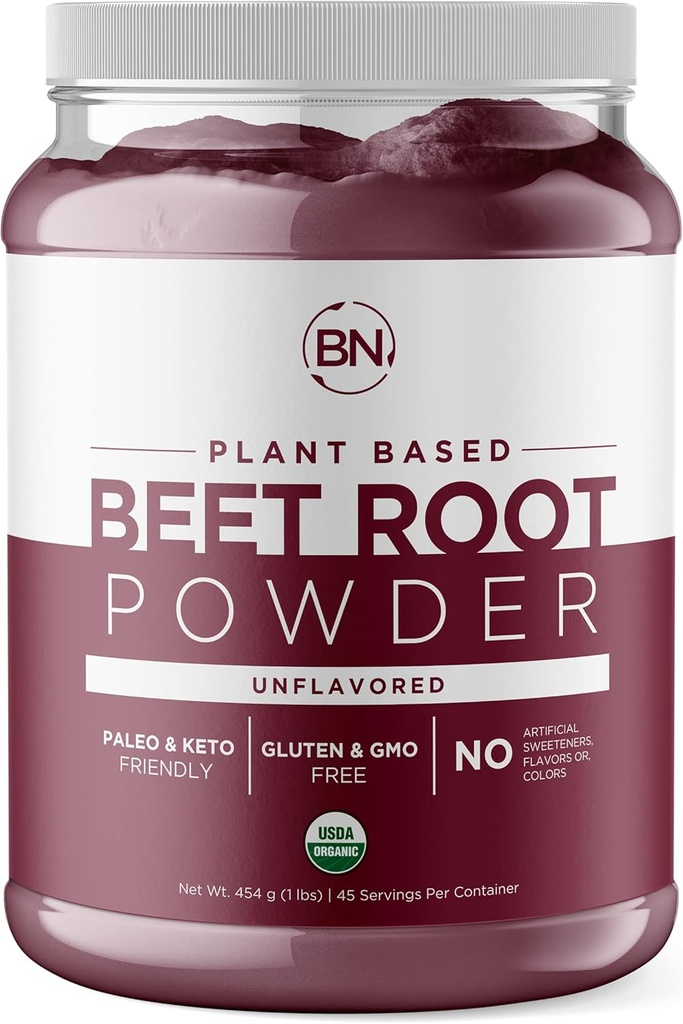 有机甜菜根粉 – 纯植物 硝基氧化物 诱饵 Beets for Stamina and computing - USDA 有机甜菜粉 用于您的早甜菜汁 - 非 GMO, 认证有机,无糖