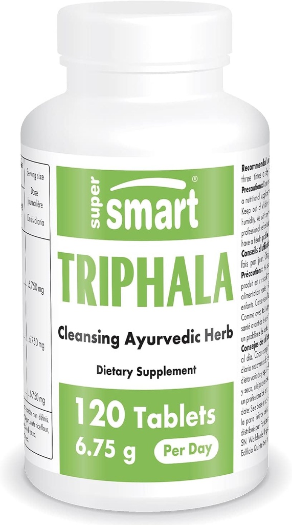 Supersmart - Triphala 6.75 g Per service - with Amla, Behada & Harada - 内部消化消化器 - 天然除毒剂补充 QQ Non-GMO & Gluten Free - 120 蔬菜卡普尔