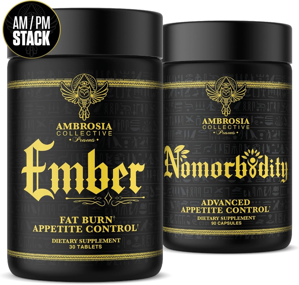Ambrosia Nomorbidity Advanced Appetite Control & Ember Thermogenical Fat Burner – 强力饥饿管理, Appetite 支持和脂肪燃烧系统与KSM-66 Ashwagandha, Garcitrin, CapsiMaxTM, 非洲