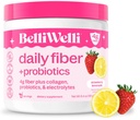 Belli Welli Fiber 女性和男性补充剂,来自有机丙烯的Premium Daily Fiber 粉末,配有添加的凝胶、电解质和专利、无布洛特、便秘和古特健康支持(草莓柠檬汁)
