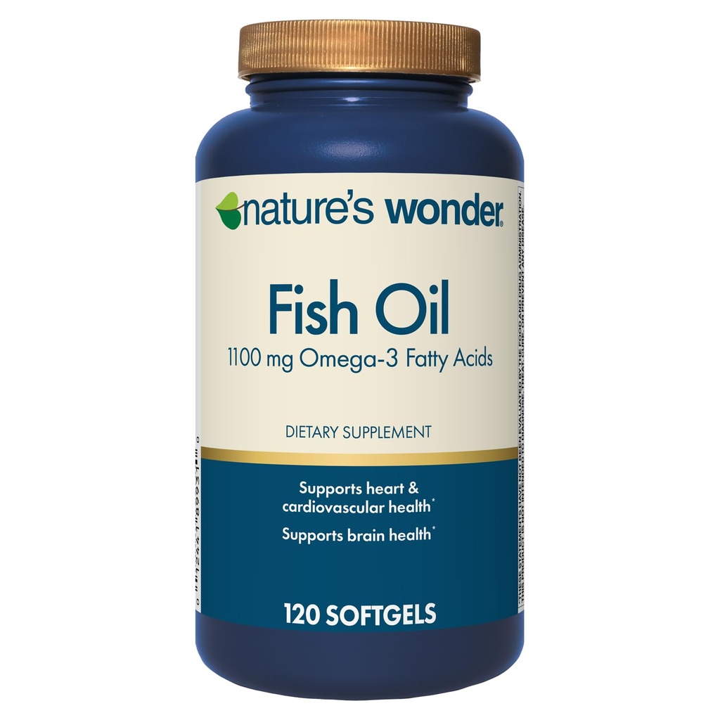 自然奇幻鱼油 1100mg Omega-3 鱼油补充品,男女,健康关节、心脏、免疫系统,120天软胶供应