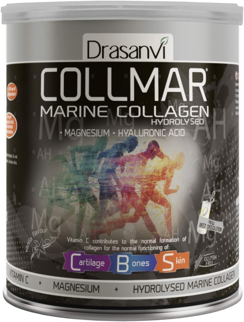 Drasanvi Collmar 水解海洋凝胶与镁粉300g / 10.58盎司 / Vanilla Flavor - 健康皮肤卡蒂拉和骨头 - 帮助最大限度减少疲劳和肥胖