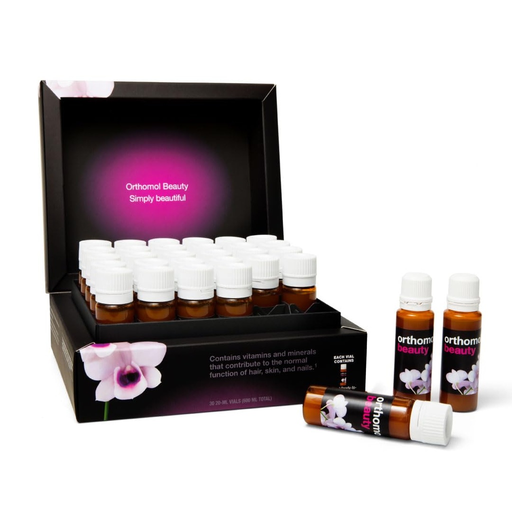 Orthomol Beauty Vial - 液态女性美容补充剂,配有水解酸Collagen,Hyaluronic Acid,以及用于头发、皮肤和钉状健康的Coenzyme Q10