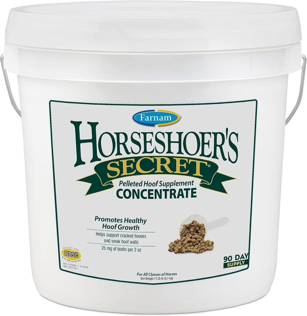 Farnam Horsehoer的秘丸 Hoof 补充剂集中,经济配方,每2盎司活性生物锡25毫克,11.25磅,90天供应量
