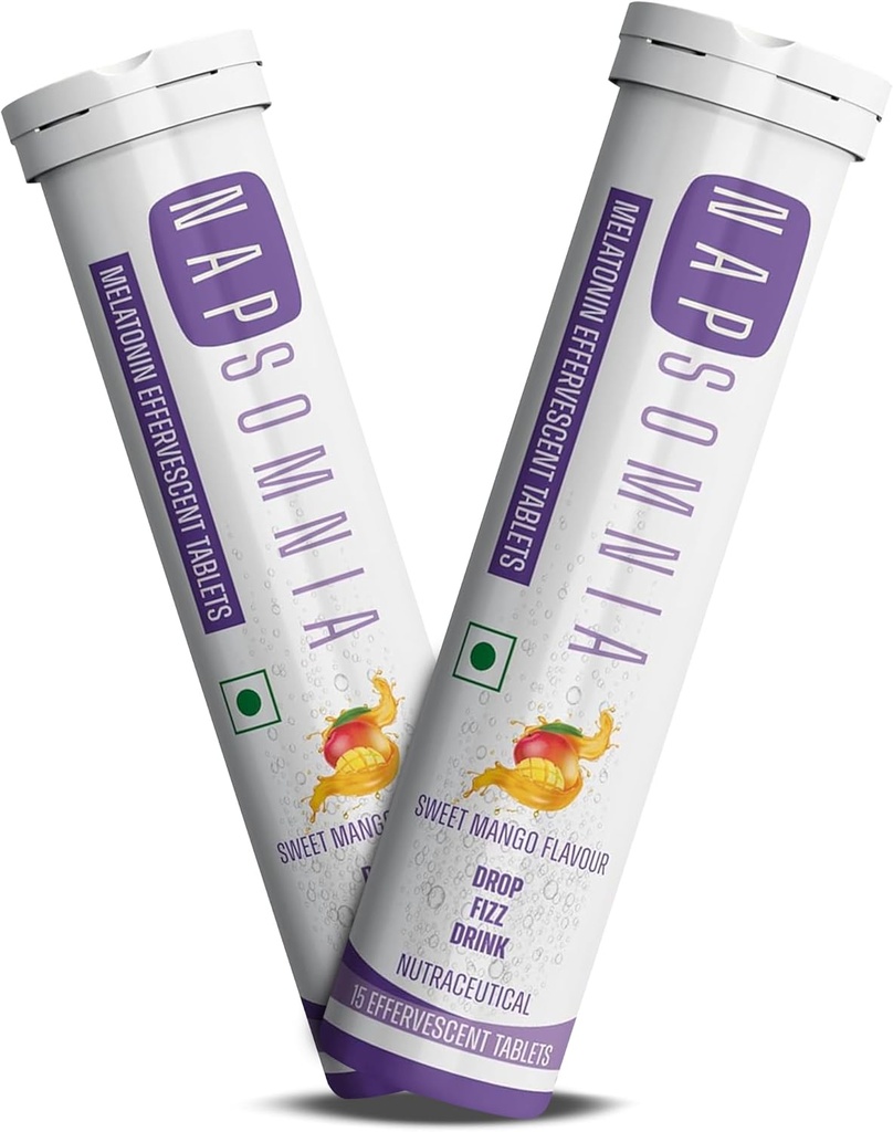 Melatonin Effervescent牌匾 (Sweet Mango, 30 Counter) – 溶解的Melatonin Capsules w/ L- Theanine, Chamomile, & More - 成人睡眠援助补充 - Vegan,非 GMO Melatonin 补充