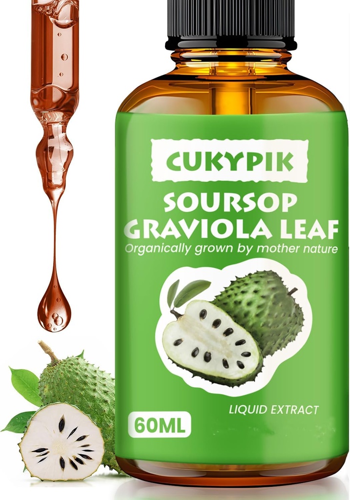 矿物补充剂 Soursop Graviola Leaf 提取液体 + 纯植物 细胞支持,Zzz & 抗氧化剂 - Soursop 位点液体,2-4个月供应,2 Fl Oz