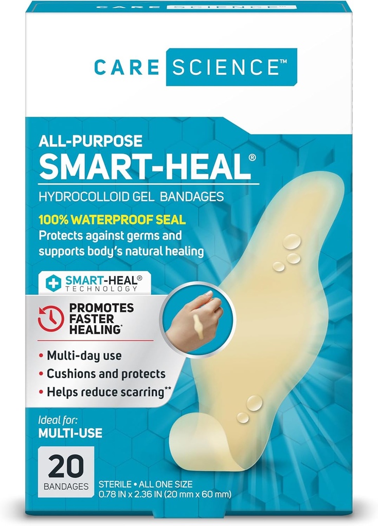 护理科学 Smart Heal 全用水合物 Gel Bandages, 20 cm t | 100% 防水密封, 减少疤痕, 用于伤者护理或布利斯特
