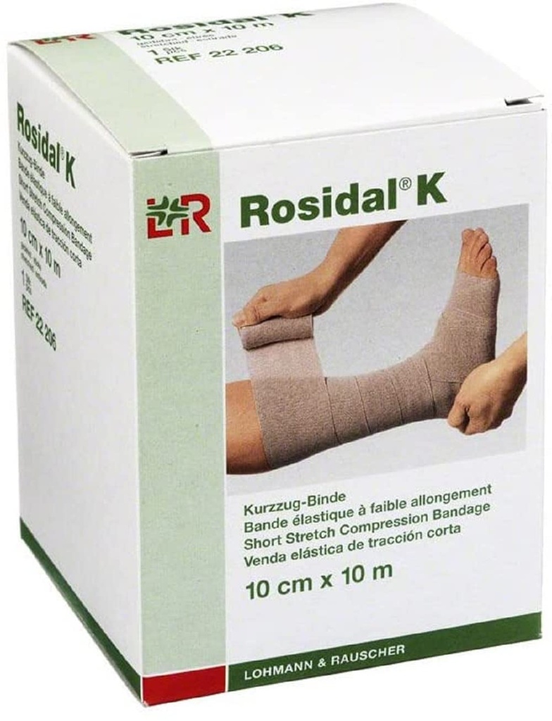 Lohmann & Rauscher Rosidal K 短伸压带,用于急性和慢性淋巴肿、Edema、 & Venous Natable, 3.93" x 11 Yards (10cm x 10m), 1卷