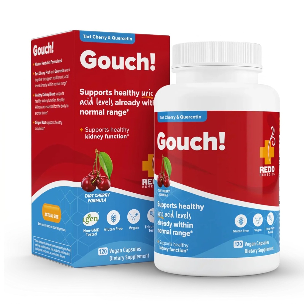 Redd补救,Gouch!,《支持关节和尿酸水平》,鼓励健康炎症反应,Tart Cherry & Quercetin,120 Vegan Capsules