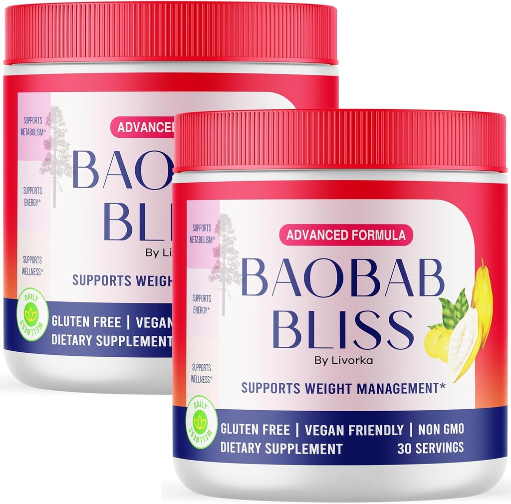 LIVORKA Baobab Bliss,所有天然纤维有机果粉补充剂,60种服务,为期2个月(包2)