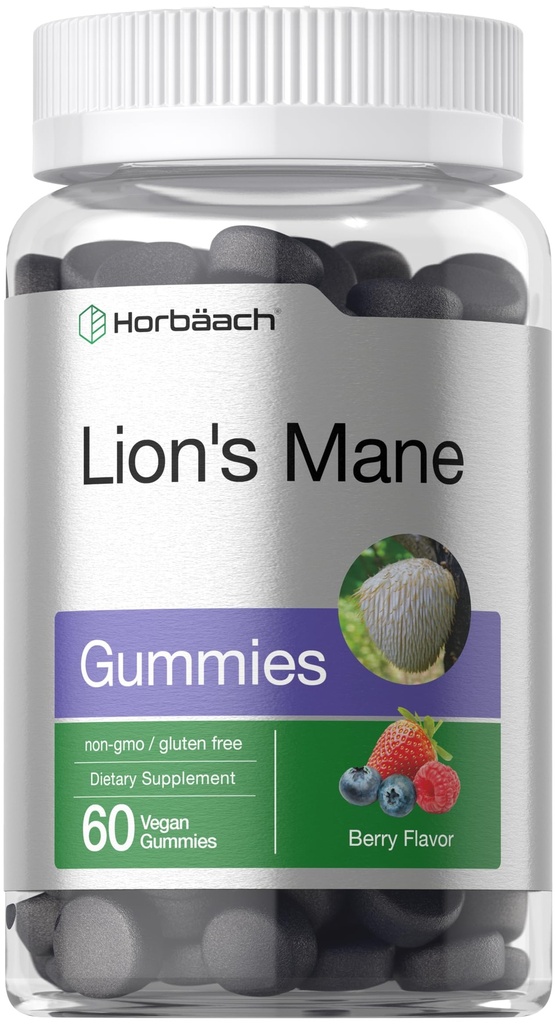 Horbäach Lion's Mane Supplement | 60 Vegan Gummys for adderns |非GMO 和 Gluten Free ies  Vega | | | |