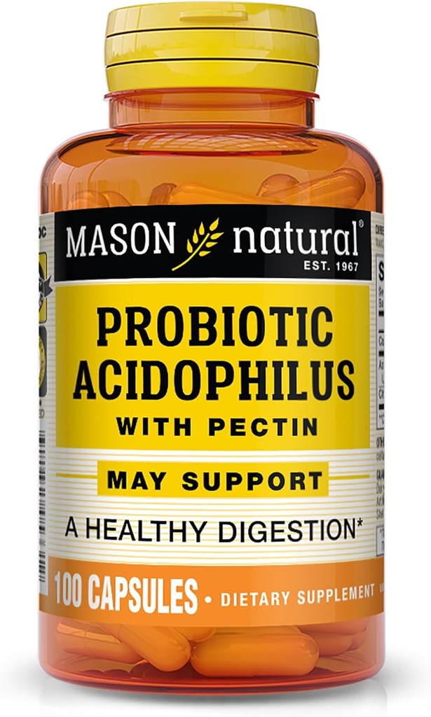 Mason Natural Acidophilus with Pectin Capsules, 消化性援助 - 100 Ea