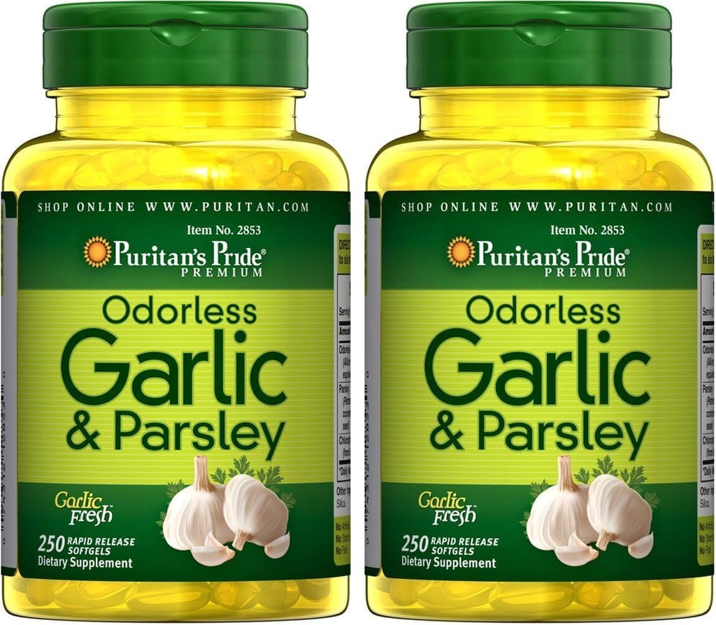 清教徒的荣耀无畏大蒜 & Parsley 500 Mg / 100 Mg, 250 count (Pack of 2)