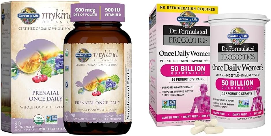 生命有机植物园 产前维生素:用于能源和健康胎儿发育的Folate &,Dr. Probioted Women's Probiotics Once Daily, 16 Strains, 50亿, 30 Capsules