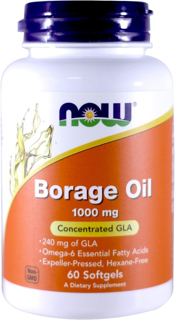 Now Borage Oil 1000mg, 60 Softgels (Pack of 2) (英语).