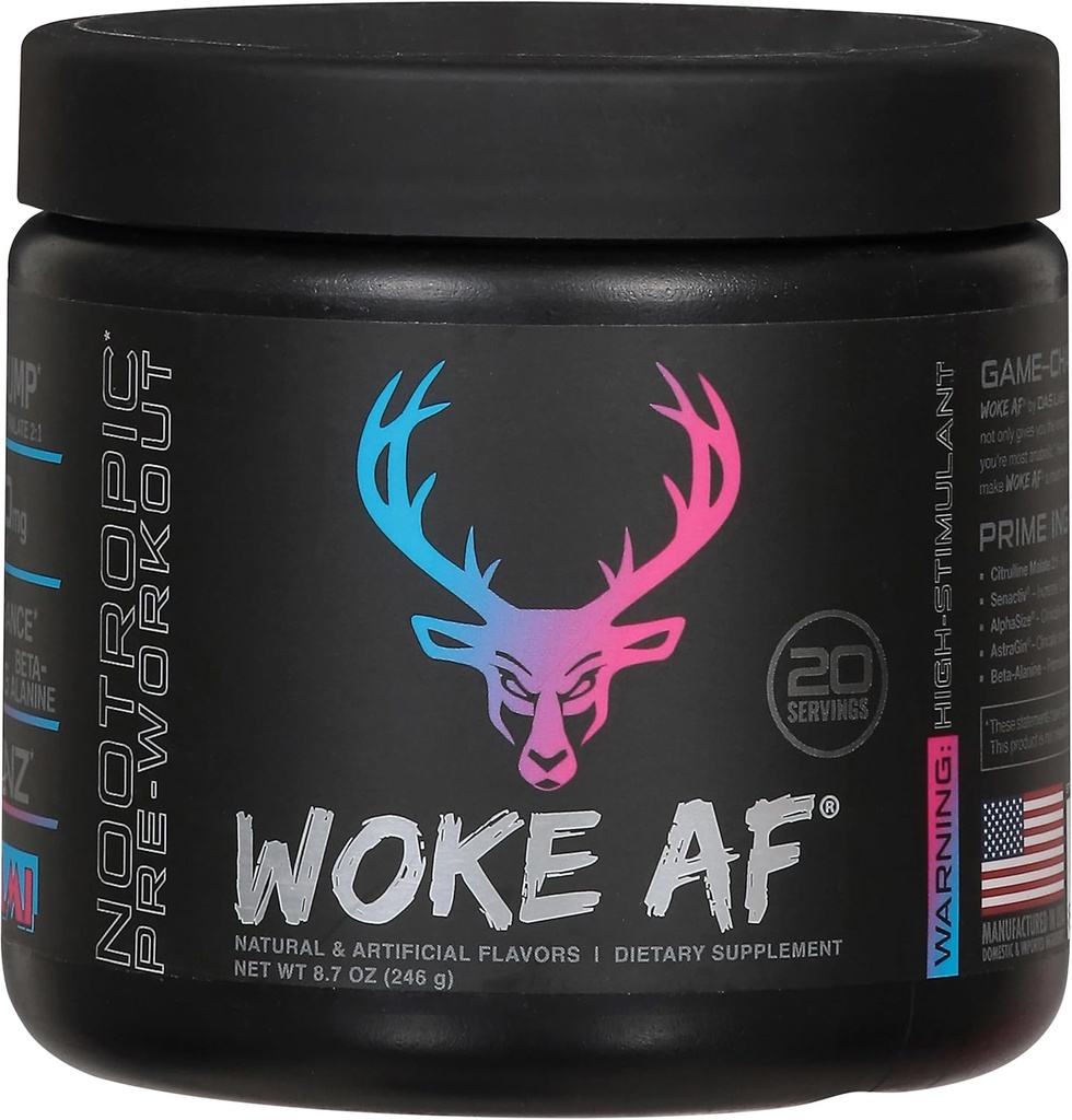 Woke Af Bucked Up pre-Workout Powder, 增加能量,迈阿密,333mg咖啡因,20架服务机
