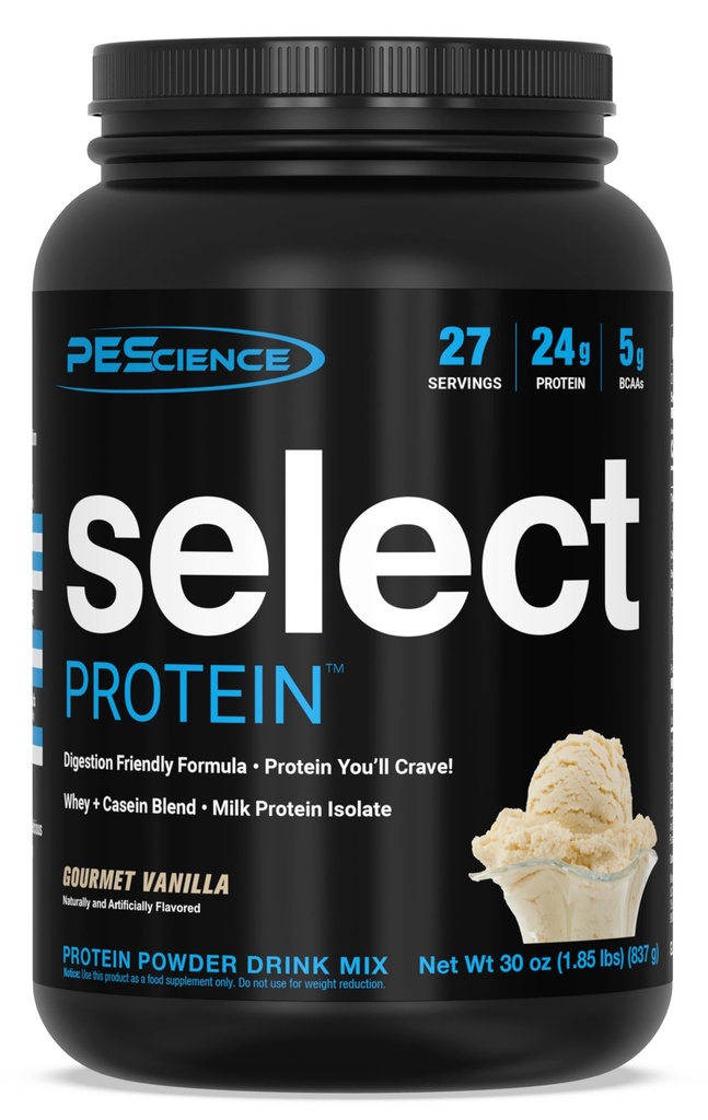 PEScience Select蛋白粉,Whey and Casein Blend, 男女清洁蛋白粉, 低卡路里, 低卡路里, Keto Friendly, Gluten Free - Gourmet Vanilla - 27 services