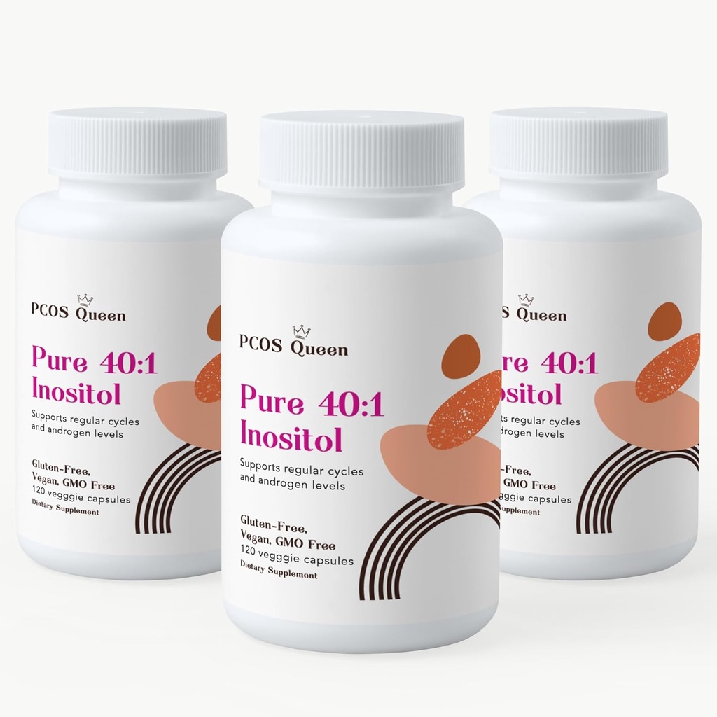 纯 40:1 伊诺西托尔 - Myo + D-Chiro 伊诺西托尔补充剂 - 有生育、皮肤和月经周期需要的妇女 - 3瓶