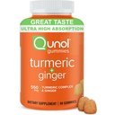 Qunol Turmeric和Ginger Gummys - 与超高吸收、90名Vegan伯爵和Gluten Free Gummys的联合支持补编
