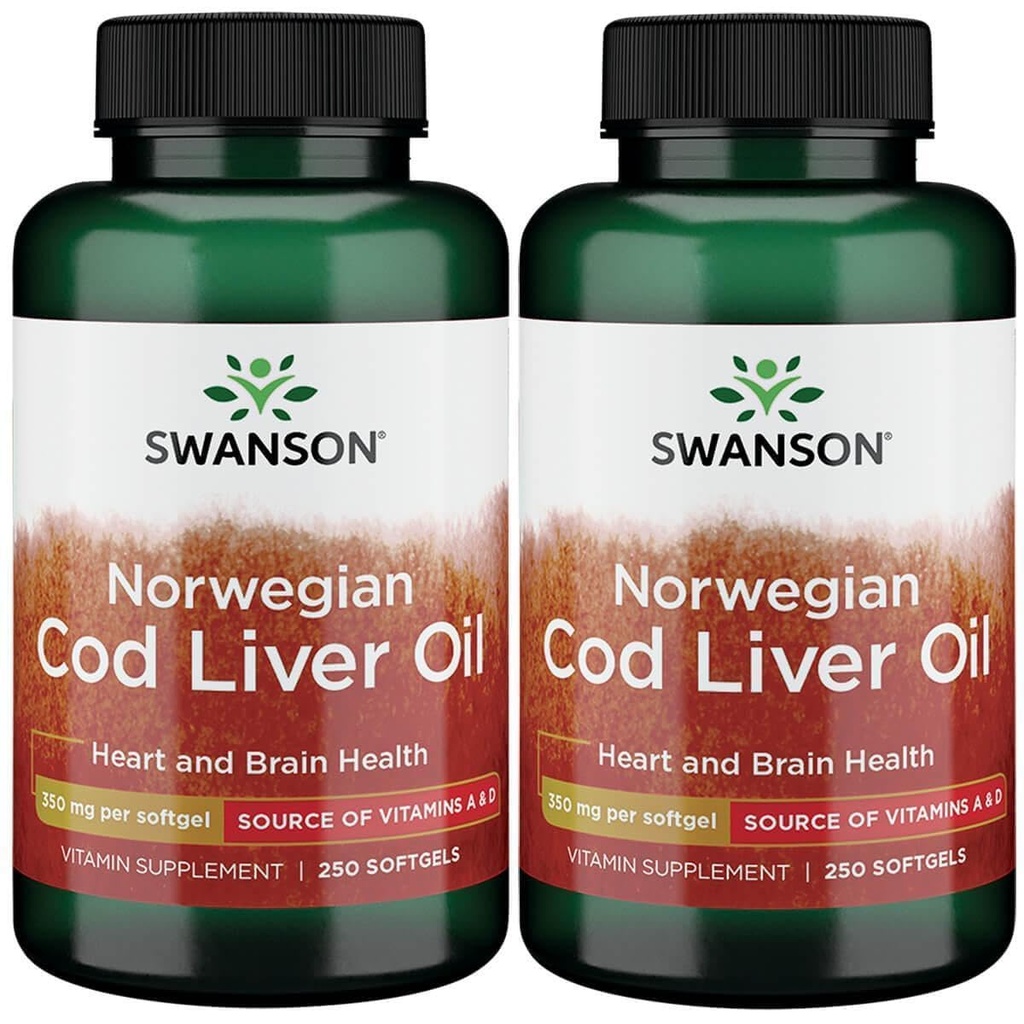 Swanson Cod Liver Oil 1250 Iu A/135 Iu D 250 Sgels(2包)