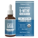 L Methyl Folate 15mg Plus Methyl B12 有机Berry Flavor, 高概率液体亚语言活性5-MTHF形式 - 支持Mood,甲基化,认知 - 生物活性形式 维生素B9和B12(1oz)