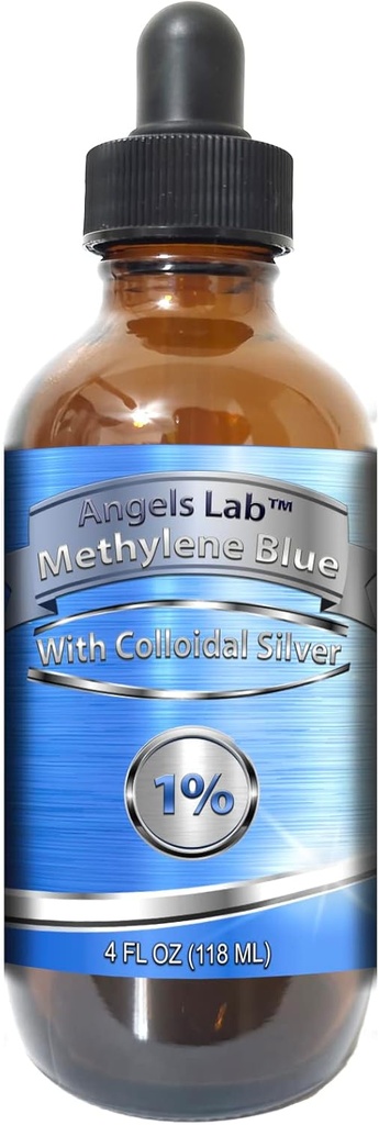 新的甲基蓝 1% Wtih Colloidal Silver Angels Lab → USP-Grade Methylioninium 氯化硫液体 → 脑功能和认知健康高纯度饮食补充 → 4 oz Glass Dropper瓶...