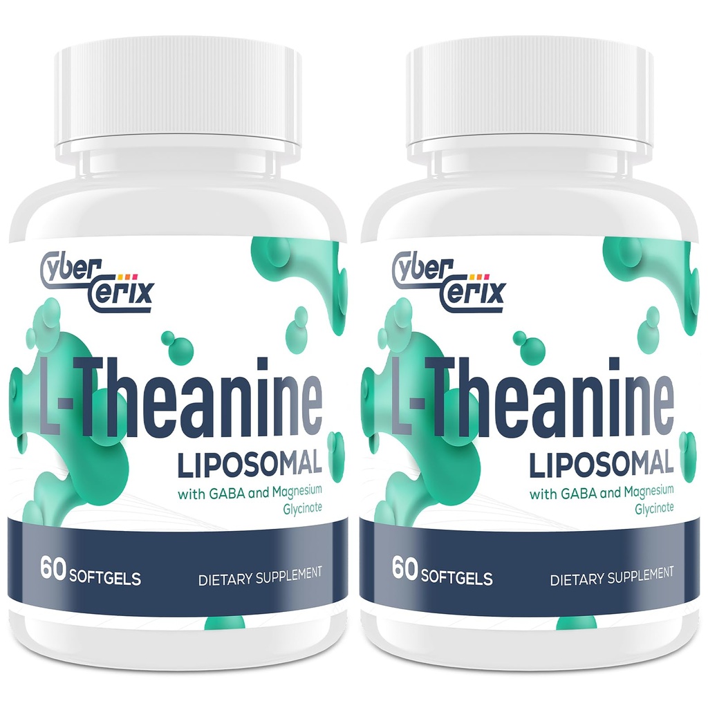 Liposomal L- Theanine 500mg, 配有 GABA 200mg & Mgnesium 100mg 的复合体, 用于冷静、放松和聚焦的附加力量, Gluten Free - 120 Capsules