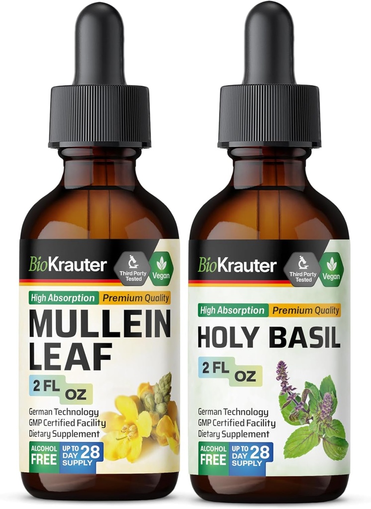 BIO KRAUTER Mullein Tincture 2 Fl. Oz. & 圣巴西尔Tincture 2 Fl. Oz.
