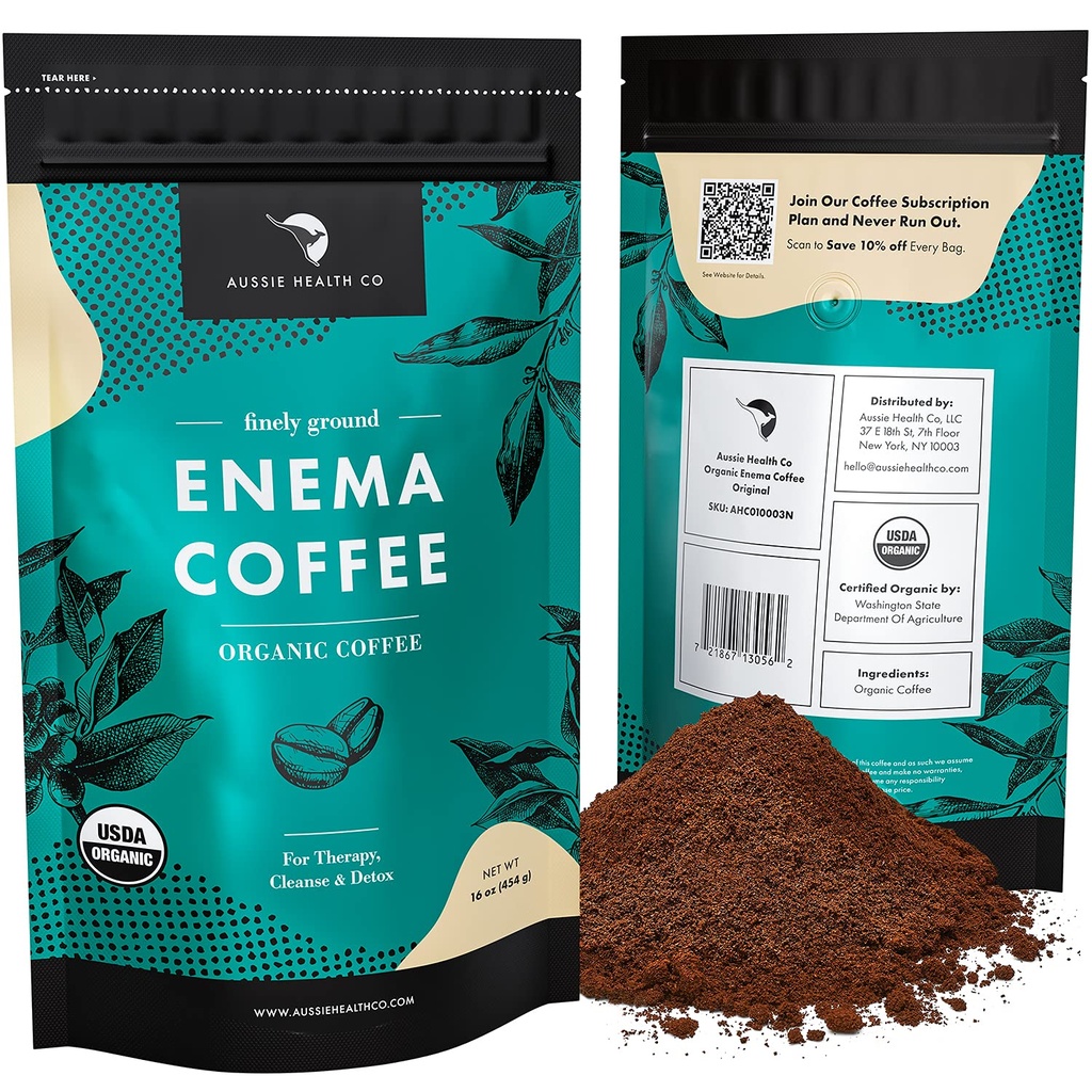 Aussie Health Co Enema Coffee – 有机咖啡 – 419° 烤制,地面咖啡,清洁和解毒,美国制造 – 1磅袋