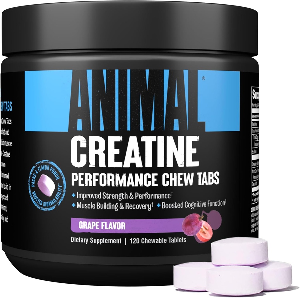 动物 Omega Omega 3 & 6 配有 Creatine Chews 板块 配有 AstraGin 30 日包装加固