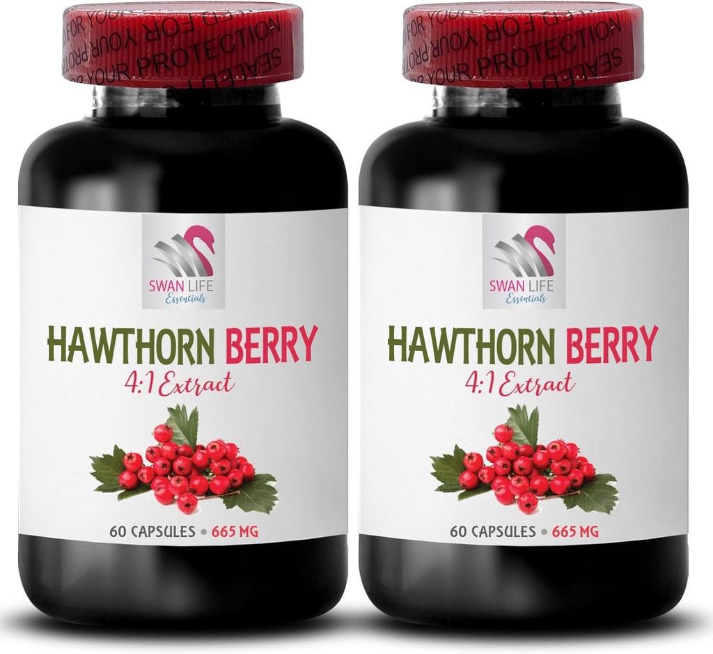 Hawthorn提取剂补充剂 - HAWTHORN BERRIES EXTRACT - 莓汁补充剂,女性抗氧化剂补充剂,抗氧化剂浆果,有机Hawthorn提取剂,女性抗氧化剂 2瓶120盖