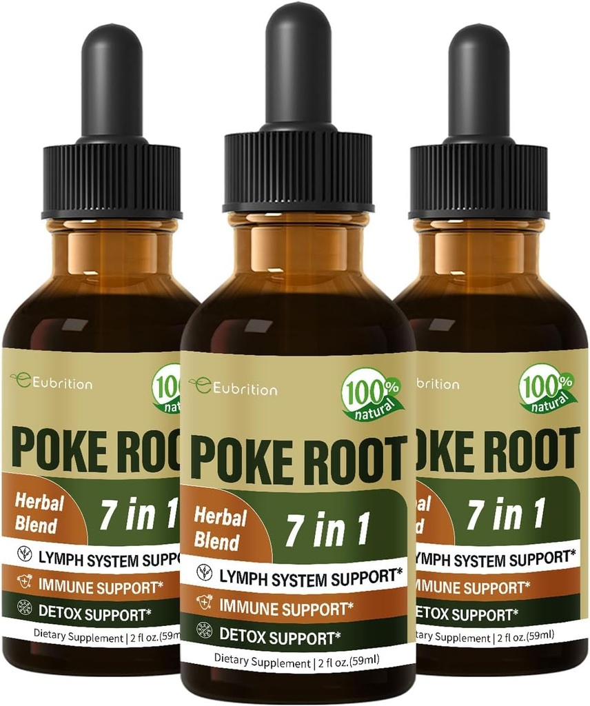 Poke root 抽水滴用于淋巴系统支持,淋巴水排水补充,7 in 1 Formula with Goldenseal for Imune Support, Dandelion for Detox & Cleanse. 六块