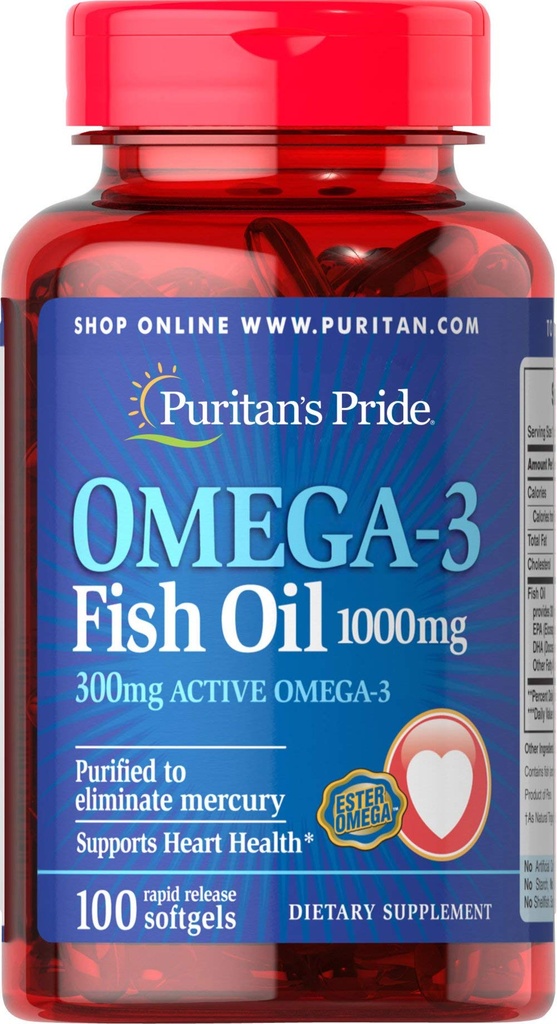 清教徒 Pride Omega-3 鱼油 1000 Mg, 100 count