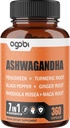 7 in 1 Ashwagandha 8050mg - 与Fenugreek, Maca, Turmeric, Rhodiola, Ginger, and Black Pepper - 摩德, 力量,精神和能源支持补充 - 360卡普尔 - 12个月供应