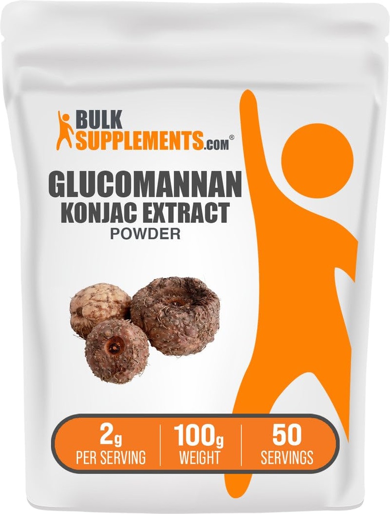 Bulk Assupports.com Glucomannan Powder - 来自Konjac 根提取粉,Glucomannan Suppers - Gluten Free, 2g per service, 100g (3.5 oz) (Pack of 1).