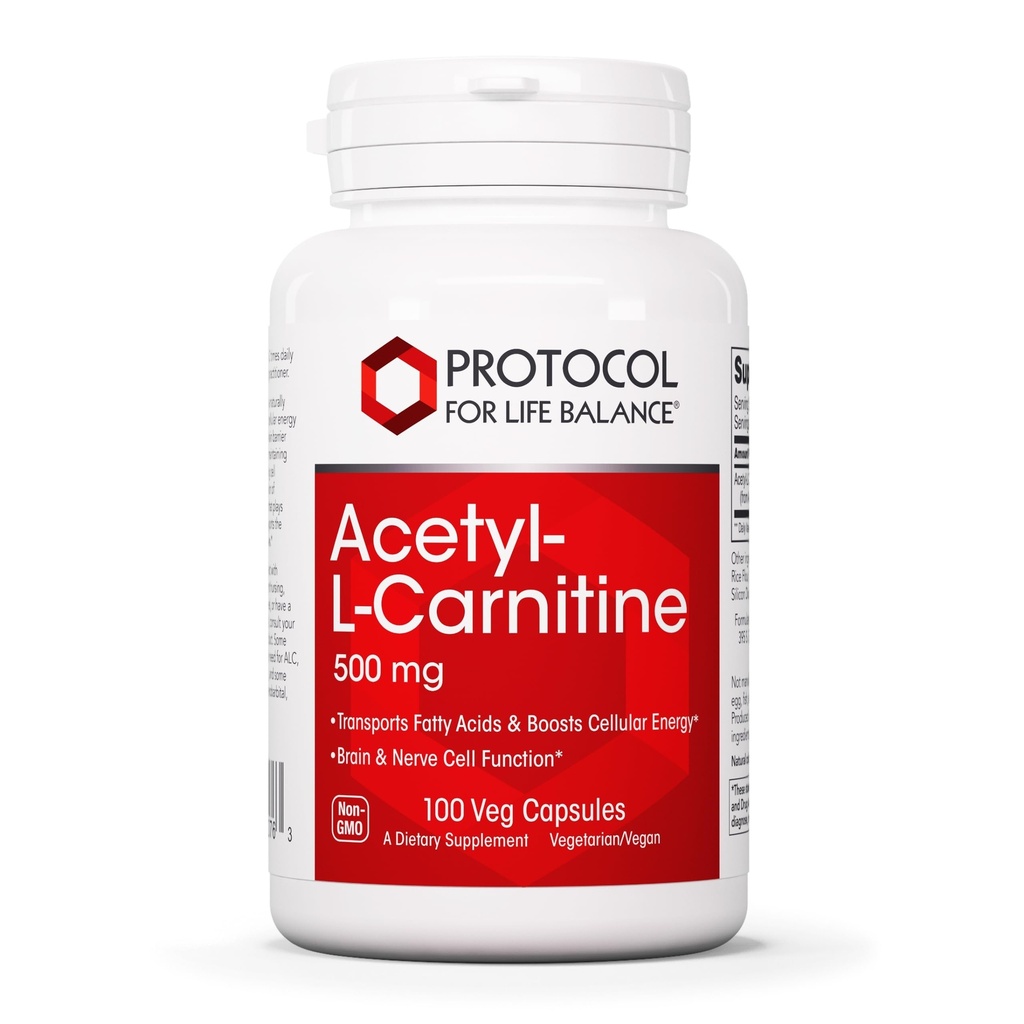乙酰-L-Carnitine 500mg议定书 -- -- 能量补充、神经和大脑支持 -- -- 100Veg盖
