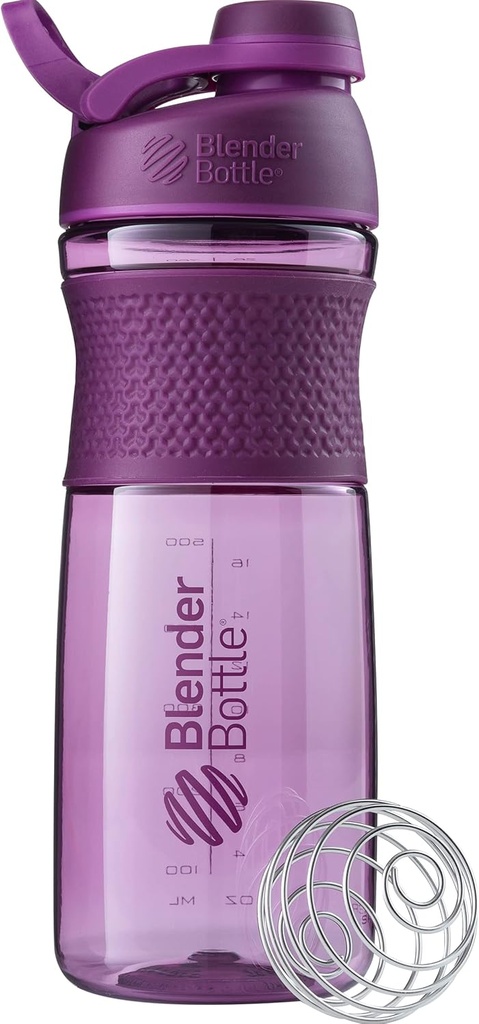 BlenderBottle SportMixer Shaker Bottle Perfect Protein Shakes and Pre Workout, 28-Ounce, Plum 最佳蛋白质摇摆和前置工作瓶, 28-Ounce, Plum