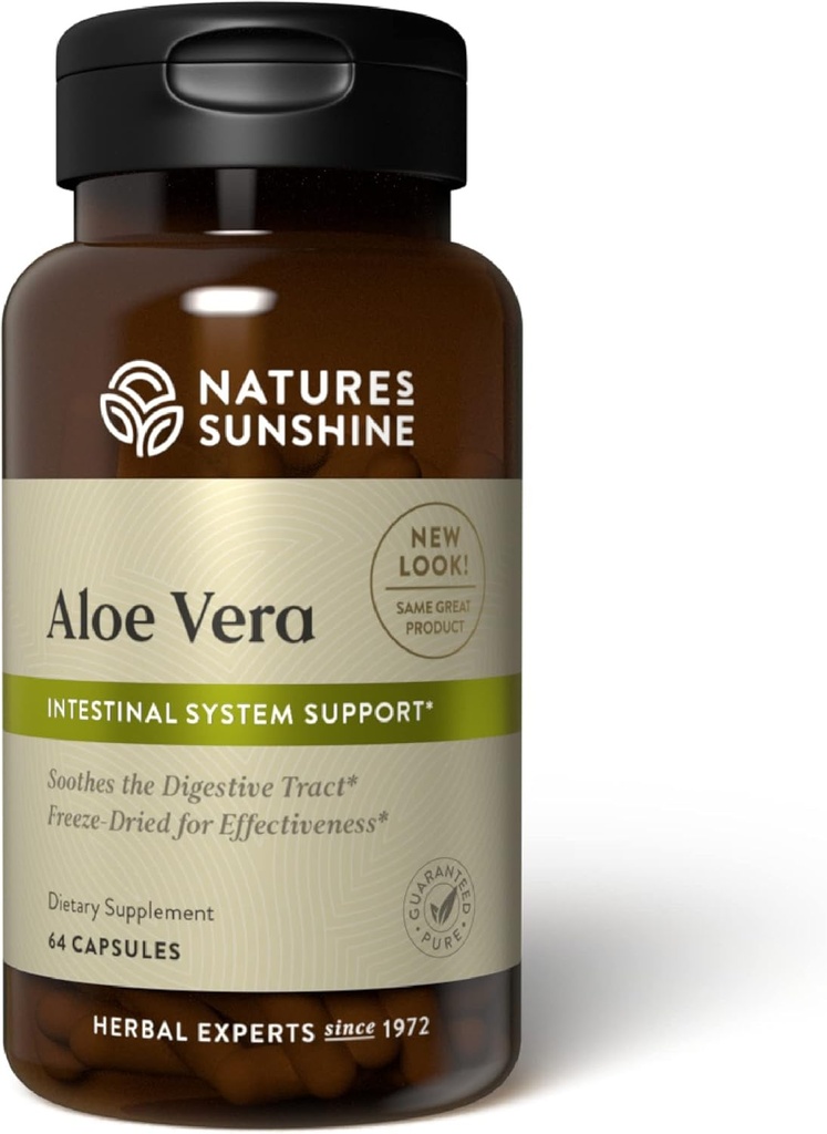 (原始内容存档于2019-09-21). Nature's Sunshine Aloe Vera Stream Dried, 64 Capsules – Sooths the Digestive Tracts and Supposed Nutinal Systems (英语).