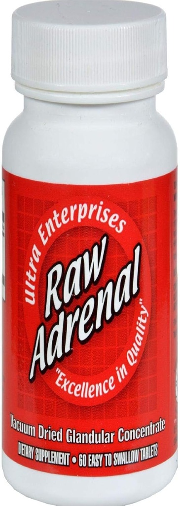 Ultra Glandulars Raw 肾上腺素片, 200 Mg, 60 计数