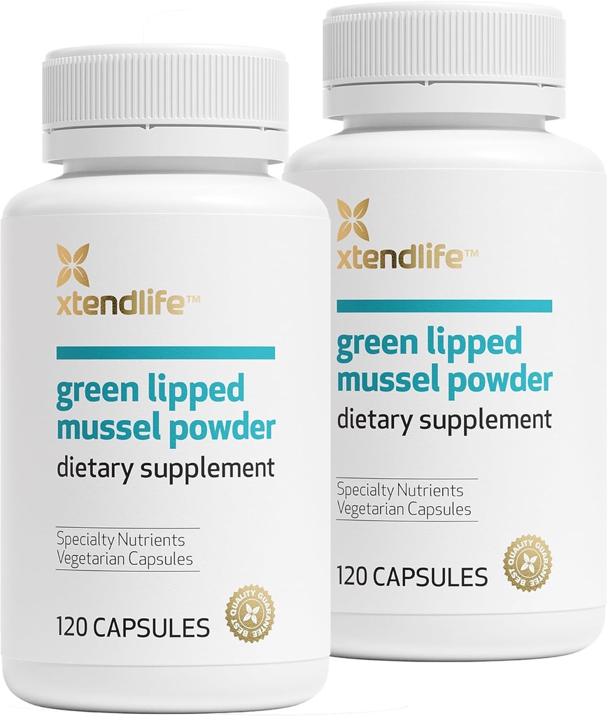 Xtendlife Green Lipped Mussel Powder - 2400mg 配有来自新西兰的Omega-3脂肪酸用于联合健康,120卡普尔(2包)