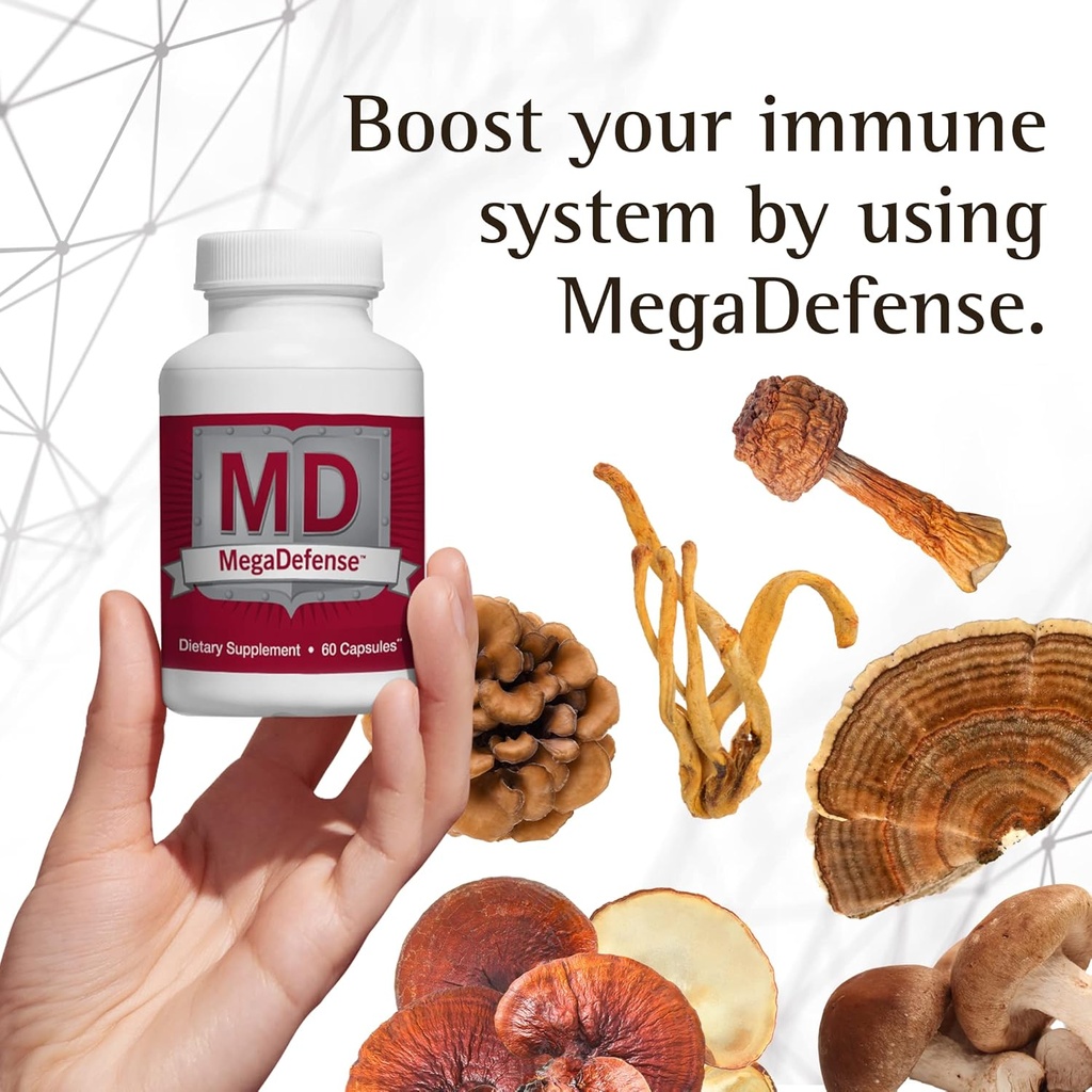 Waiora Mega Defense Mushmouse Capsules for Daily Wellness, 6 蘑菇增刊:Reishi, Turkey Tail, Cordyceps, Maitake, Agaricus & Shiitake, Non-GMO (2瓶/60瓶Veggie Cap serv) (中文(简体) ).