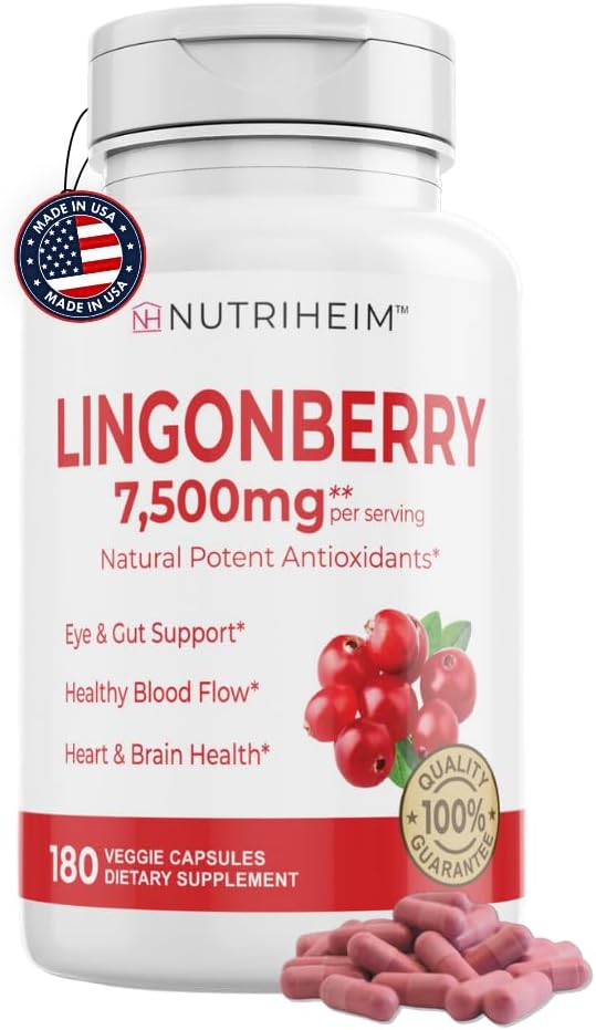 Lingonberry Powder 7500mg for Urinary Tract,血液循环,Gut Health,眼部健康,抗氧化剂支持 - Prure 5:1 比率 & 180 Veggie Capsules - Non-GMO,Gluten-Free,Vegan-Friendly Supplies - 纯5:1 维格吉卡普勒斯 - 非GMO,Gluten-Free,Vegan-Friendly 补充