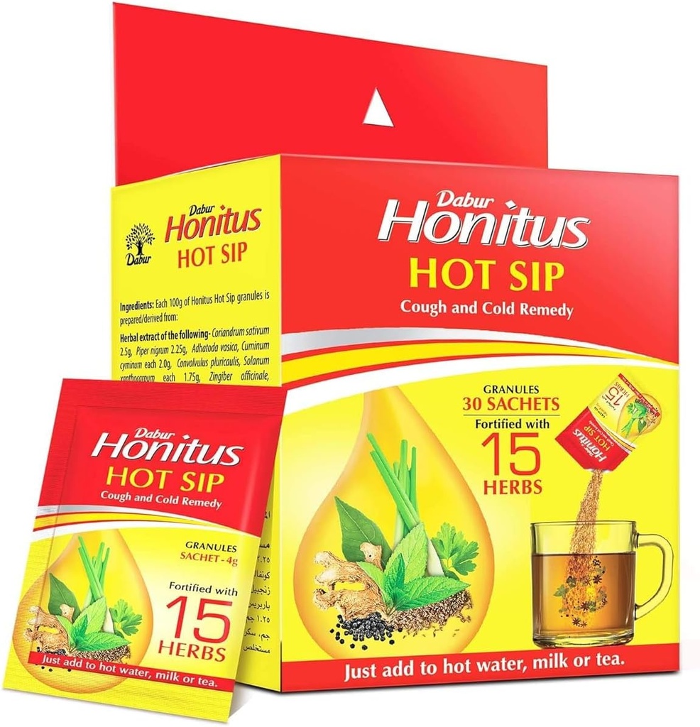 OTAA Honitus Hot Sip, Medication, 30 Sachets(4g x 30), Ayurvedic Kadha, 抗咳、寒冷、酸喉、自然豁免助推器, 15 Herbs包的独特混合剂