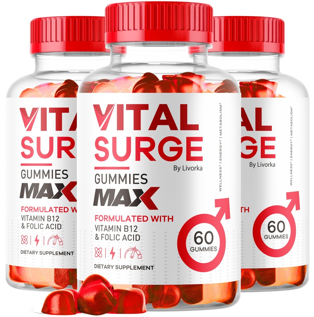 (3 Pack) 维他命激 - 男性Gummys的维他命激,Vital Vita Surge Max 最大强度 1050 MG,VitalSurge 补充支持Gummy 高级公式,维生素Gomitas(180 Gummys)