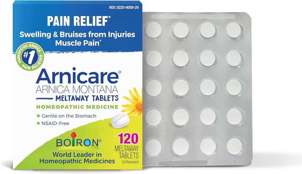 Boiron Arnicare 肌肉疼痛、联合疼痛、伤痛或布鲁塞斯的止痛药片 -- -- 120份