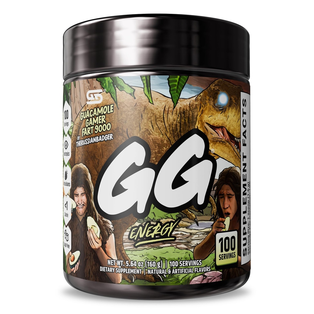 Gamer Supps GG®能源 - 瓜卡莫尔 Gacamole Gamer Fart 9000 作者 The Russian Badger (100 services) - Keto Friendly Gaming Energy and Nootropic Blend, 糖自由+有机咖啡因 + 维生素, 粉饮