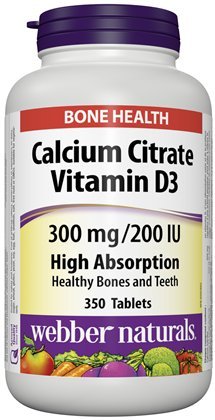 Webber Naturals Calcium Citrate 维生素D3,300mg / 200IU 高吸附,350片
